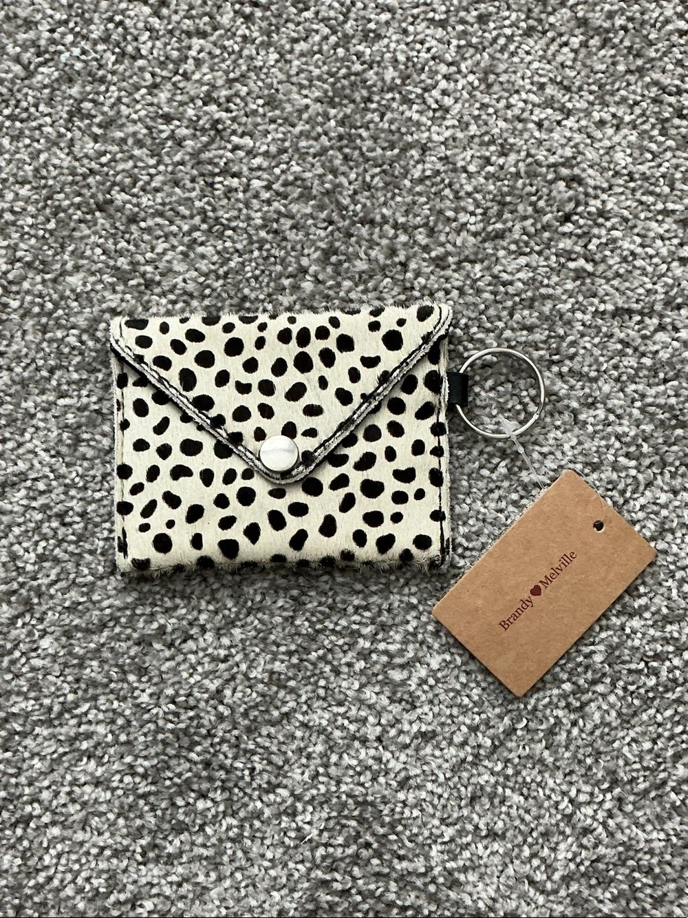 Brandy Melville Dalmatian Print Card Holder Keyring - Black & White